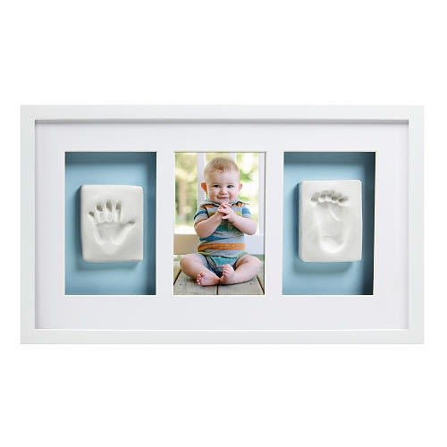 Pearhead White Babyprints Handprint and Footprint Deluxe Wall Shadowbox Frame