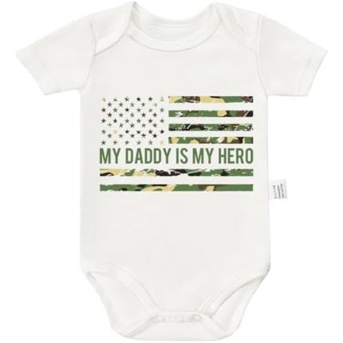 My Daddy is My Hero Bodysuits, Boy Girl Toddler Newborn Gifts Cotton Romper Short Sleeve Jumpsuit Outfits 0-24 Months
