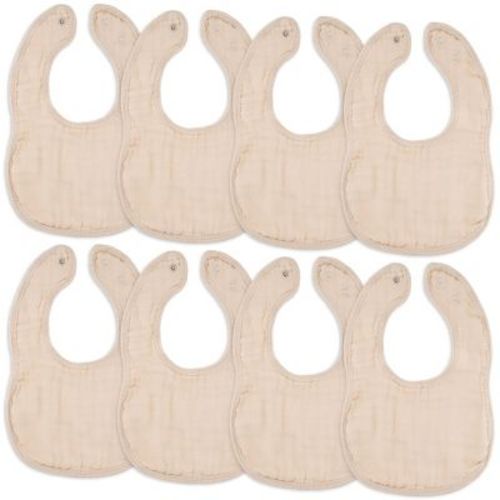 Muslin Cotton Baby Bibs, 8 Pack, Adjustable Size With Easy Snaps, Soft And Super Absorbent, Washable And Reusable By Comfy Cubs - Blush