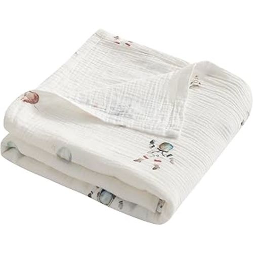 NTBAY Muslin Baby Swaddle Blanket, 2-Layer, 42x60 Lightweight Receiving Blanket for Newborns and Infants, Crib Stroller Nursery Use, Astronaut's Journey
