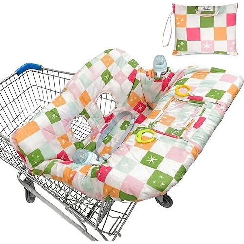 Shopping Cart Cover for Baby, 2-in-1 Grocery Cart Cover for Baby & High Chair Cover, Padded Seat with Safety Harness, Washable Soft Fabric Baby Shopping Cart Cover, Fits Most Carts & Chairs