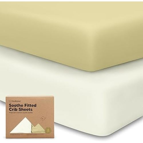 KeaBabies 2-Pack Organic Crib Sheets for Boys, Girls, Jersey Fitted Baby Crib Sheets Neutral, Cotton Breathable Crib Sheet, Cute Printed Crib Mattress Sheet, Baby Mattress Sheets (Oregano)