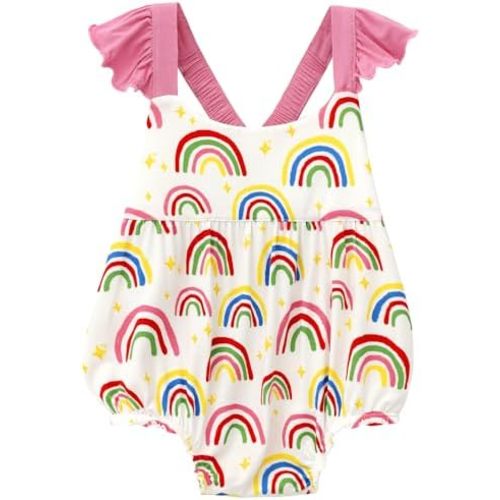 Baby Girl Bodysuit Ruffle Sleeveless Jumpsuit Cute One Piece Cool Summer Outfit, Viscose from Bamboo