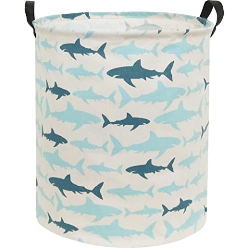 HIYAGON Kids hamper Shark Baby Boys Hamper Kids laundry Hamper Basket Cute Toy Storage Basket Bin Nursery Hamper Girls Shark room Decor (Blue Shark)