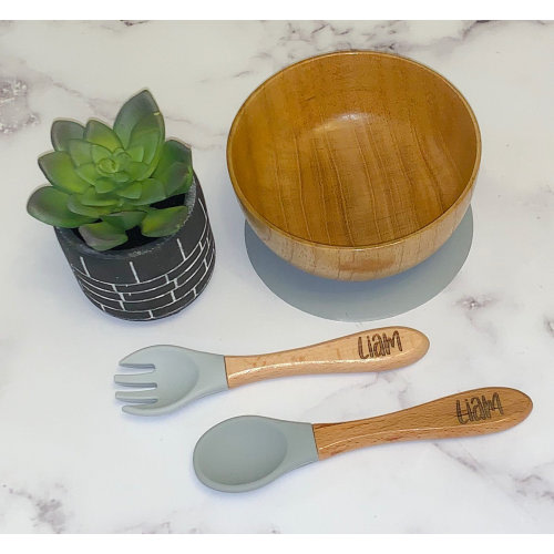 Organic Bamboo Baby Bowl/Toddler and Utensil Set|Baby