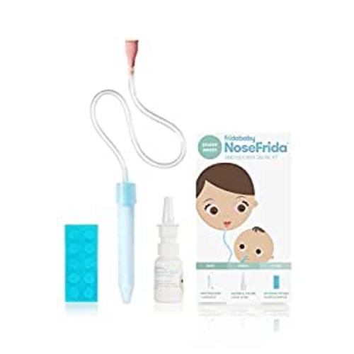 Baby Nasal Aspirator NoseFrida The Snotsucker with 10 Extra Filters and All-Natural Saline Nasal Spray by Frida Baby, 1 Pack