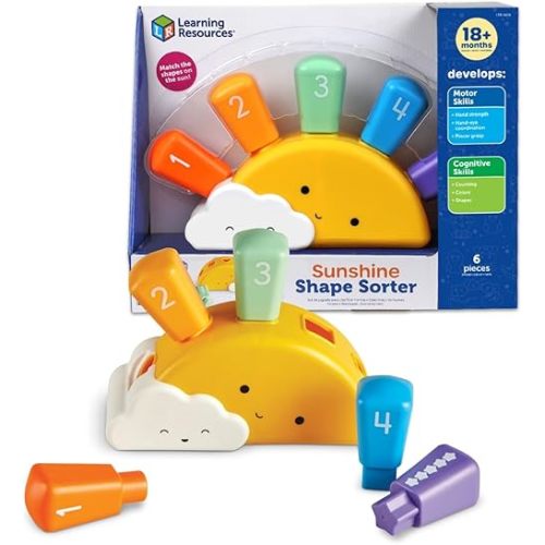 Learning Resources Sunshine Shape Sorter, Fine Motor Skills, Numbers Matching Skills Activities, Montessori Toddler Toys, Sensory Bin for Kids, Preschool Activities, Girls and Boys Gifts