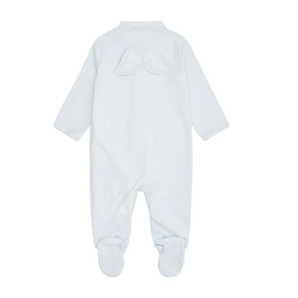 Angel Wing Pointelle Sleepsuit in Blue | Over The Moon