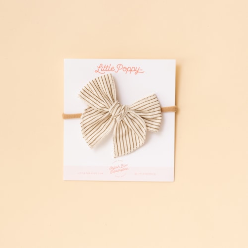 Camel Canvas Stripe Headband Bow