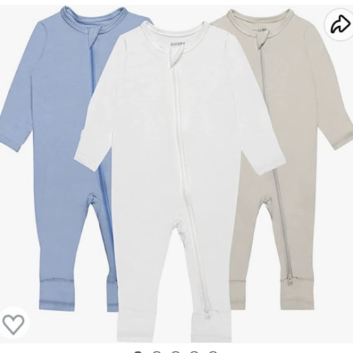 GUISBY Bamboo Baby Pajamas with Mitten Cuffs - 3Pcs Girls Boys 2 Way Zipper Long Sleeve Sleepers: Clothing, Shoes & Jewelry