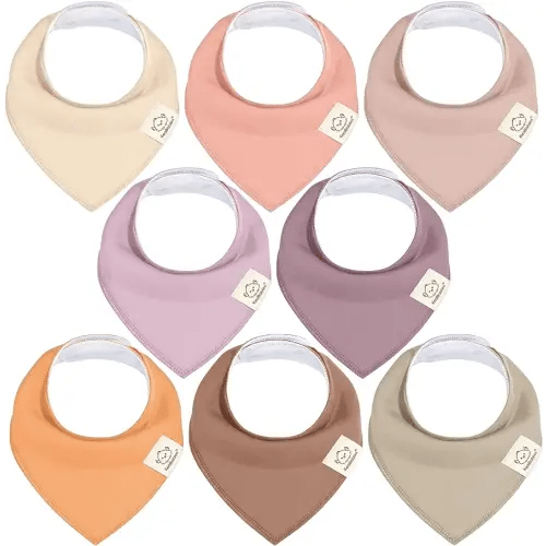 8-Pack Organic Baby Bandana Drool Bibs for Girls - Super Absorbent Baby Bibs for Baby Girls, Baby Boys, Soft Cotton Bandana Bibs, Baby Drool Bib, Teething Bibs for Infant, Toddler, Bib Girl (Mauve)