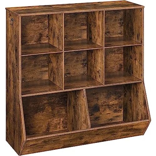 HOOBRO Kids Bookshelf, Toy Storage Cabinet, Kids Toy Organizer, 8 Cubicles, Bookcase Footboard, Bookshelf for Kids, for Playroom, Bedroom, Nursery, School, Rustic Brown FG35CW01G1