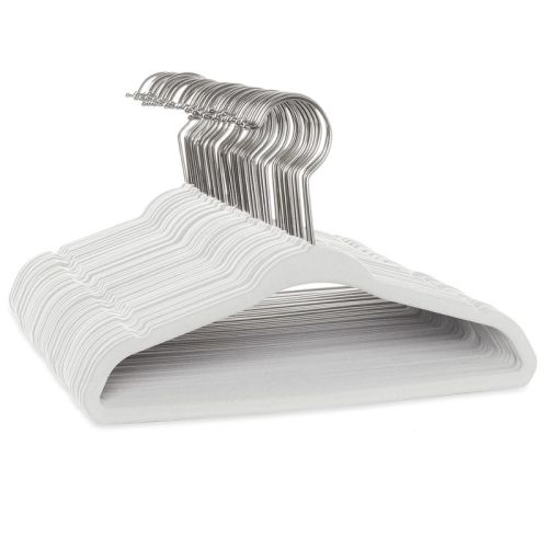 Casafield 11" Velvet Baby Hangers for Infant & Toddler Clothes, Ivory - Set of 50