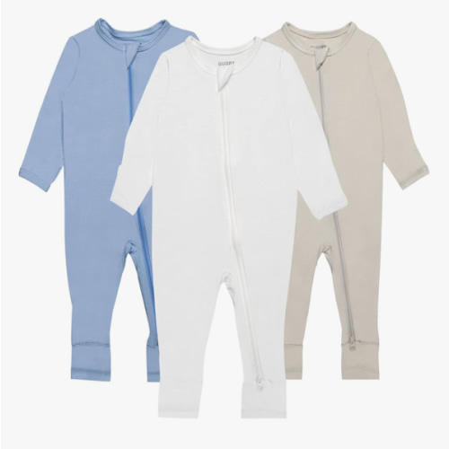 GUISBY Baby Pajamas with Mitten Cuffs - 3Pcs Girls Boys 2 Way Zipper Long Sleeve Rayon Sleepers