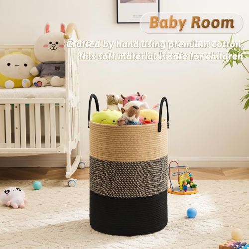 Laundry Basket, Woven Cotton Rope Laundry Hamper, 60L