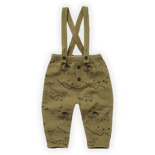 Dino Print Suspender Pants - Khaki – Manymoons