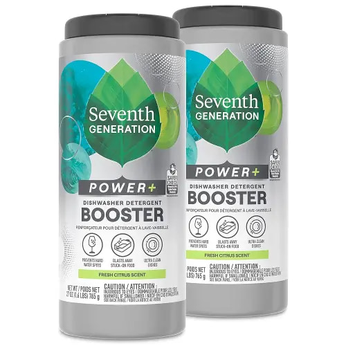 Seventh Generation Power+ Dishwasher Detergent Booster Powder Fresh Citrus scent Dish Cleaner 27 oz, Pack of 2