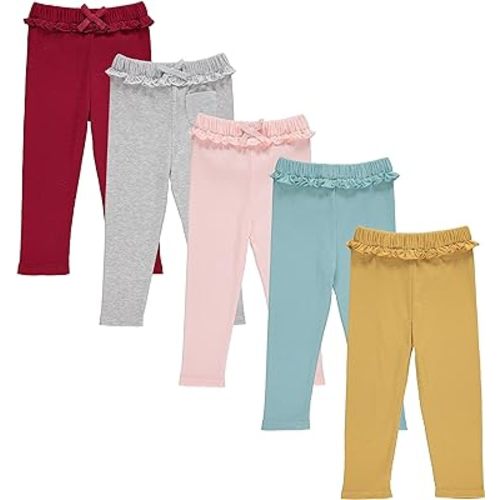 Cudlie 5-Pack Baby/Toddler Girls Joggers - Lounge Pants, Active Sweatpants Sweats - Fashion Joggers for Girls
