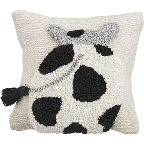 Mud Pie Mini Farm Hook Pillow, 8" x 8", Cow