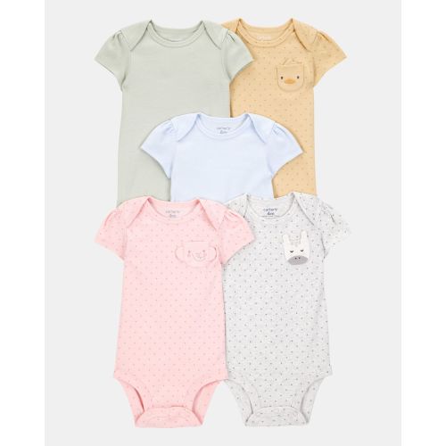 Baby Girl 5-Pack Animal Short-Sleeve Cotton Bodysuits | Carter's