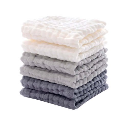 MUKIN Baby Washcloths - Soft Face Cloths for Newborn, Absorbent Bath Face Towels, Baby Wipes, Burp Cloths or Face Towels, Baby Registry as Shower. Pack of 6-12x12 inches (Grey)