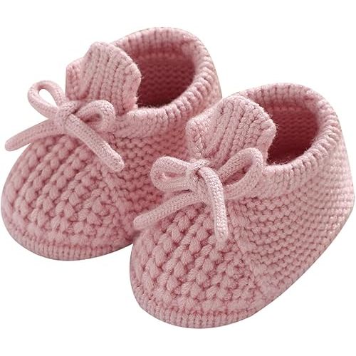 DovFanny Baby Booties Newborn Baby First Shoes Cozy Warm Knit Soft Booties for Toddler Infant Boy Girl