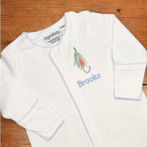 Fishing Lure Monogrammed Baby Gown 0-6M