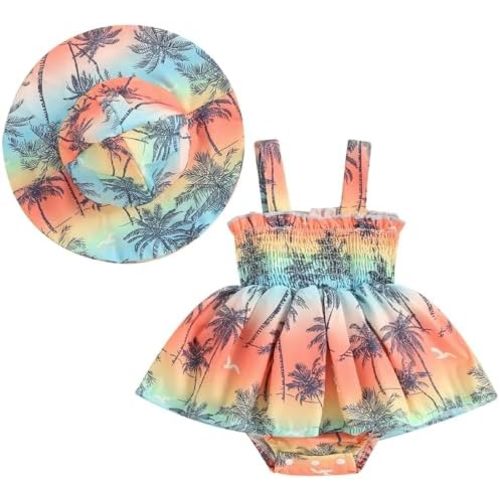 Mubineo Baby Girl Summer Clothes Floral Romper Dress Infant Sleeveless Rompers Skirt One Piece Boho Sun Dress Outfits