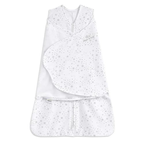 HALO 100% Cotton Sleepsack Swaddle, 3-Way Adjustable Wearable Blanket, TOG 1.5, Midnight Moons Grey, Small, 3-6 Months