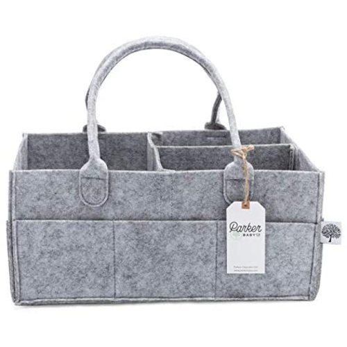 Parker Baby Diaper Caddy - Nursery Storage Bin and Car Organizer for Diapers and Baby Wipes - Large