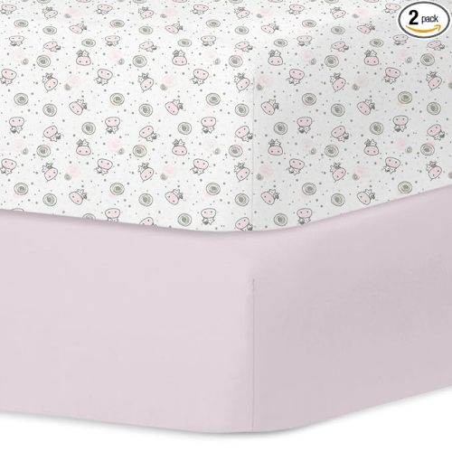 Little Grape Land Crib Sheets 2 Pack for Boys and Girls, Baby Neutral Crib Fitted Sheets for Standard Crib & Toddler Mattress, Super Soft Breathable Fitted Crib Sheet Set