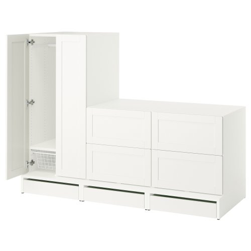 SMÅSTAD / UPPFÖRA Wardrobe - white with frame/with 2 chests of drawers 70 7/8x25 5/8x53 1/2 "