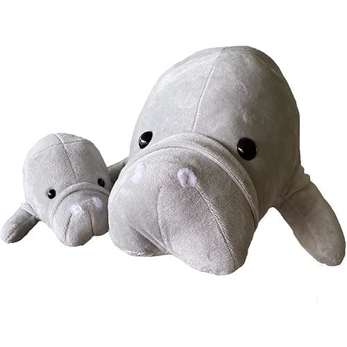 Mother and Baby Manatee Plush Toy Set | Super Soft Stuffed Animal | Cute Plushies for Kids’ Bedroom or Playroom | 15-in Manatee Stuffed Animals for Girls & Boys | Sea Animal Toys by Exceptional Home