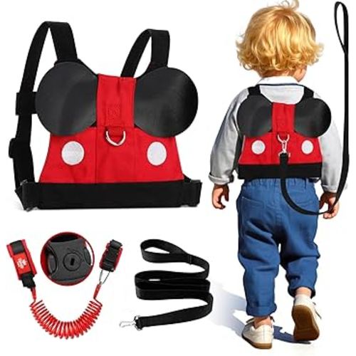 Lehoo Castle Toddler Leash for Walking, Baby Leashes for Toddlers Boys, Kid Harness with Leash, Child Safety Leash Anti Lost Wrist Link (Mickey)