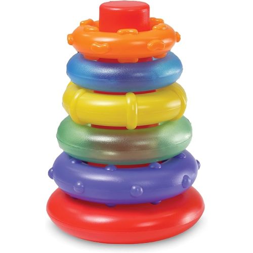 Infantino Rock 'n Rings, 6 Piece Baby Toy Stacker for Fine Motor and Hand-Eye Coordination, Multicolor, 6+ Months