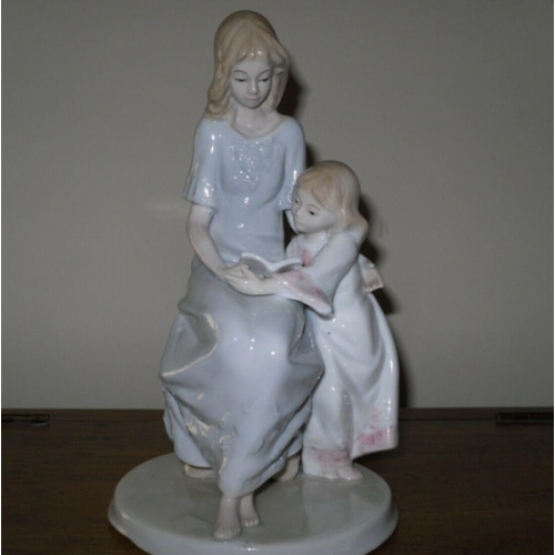 Paul Sebastian Porcelain Figurine, Once Upon A Time, Mother, Daughter, Reading | #3765337698