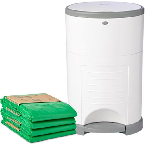 Diaper Dekor EKO Classic Diaper Pail Gift Set, White ONLY Eco-Friendly Diaper Pail Made with 70% Recycled Materials Comes with up to a Year's Supply Worth of Diaper Dekor Refills!