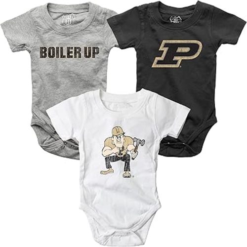 Wes and Willy Baby College Team 3 Pack of Cotton Rompers