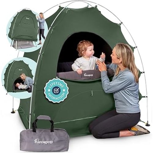 Hiccapop Daydreamer Blackout Tent for Pack and Play, Original Patented 2-Door Sleep Pod for Kids & Babies, Pack and Play Blackout Cover, Blocks 98% of Light for Better Sleep Anywhere, Sage Green