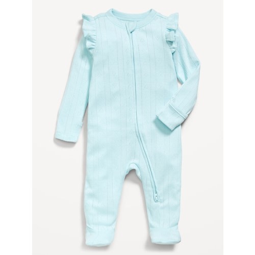 2-Way-Zip Sleep & Play Ruffled Footed One-Piece for Baby