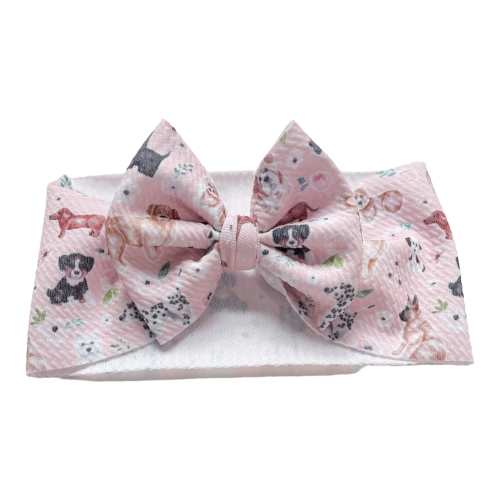 Dogs with Floral Baby Headwrap Bow, Toddler Bow, Baby Bow, Kid's Headwrap Bow