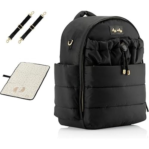 Itzy Ritzy Dream Diaper Bag Backpack - Compact Baby Backpack Diaper Bag with 14 Pockets, Changing Pad, Stroller Straps, Laptop Pocket & Comfortable Straps (Midnight Black)