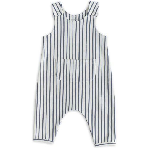 Baby Stripes Away Organic Cotton Overalls, Stripes Away Ink Blue