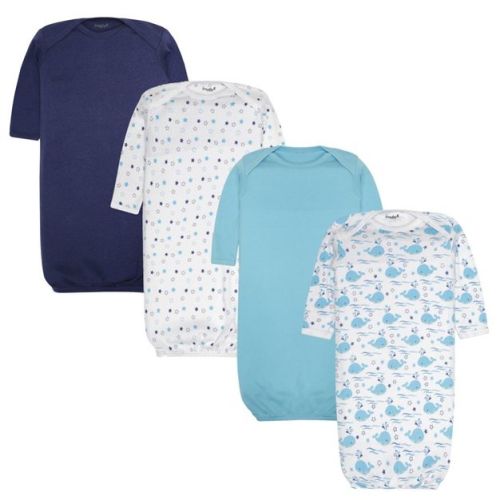 EVERYDAY KIDS 4 Pack of Soft Cotton Newborn Baby Sleeper Gowns 0-6 Months; Newborn Sleeper Sacks