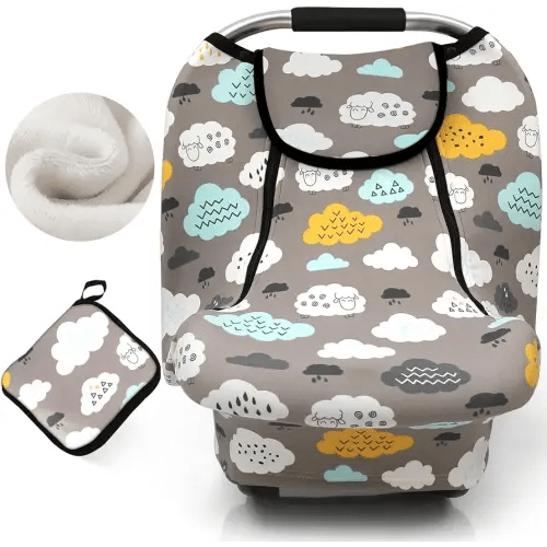 ACRABROS Car Seat Covers for Babies,All Season Infant Carseat Cover Canopy for Boys and Girls,Stretchy Adjustable Peeping Window with Mesh Cover,Warm Breathable Universal Fit,Clouds Sheep