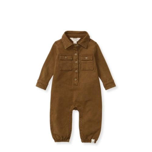 Button Down Organic Cotton Jumpsuit - Hunter