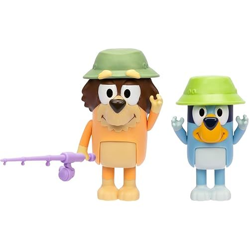 Bluey Figure 2-Pack - Fishing with Grandad, 2.5 Inch Figures with Accessories, Kids Can Recreate Their Favorite Moments from The Episode - Grandad