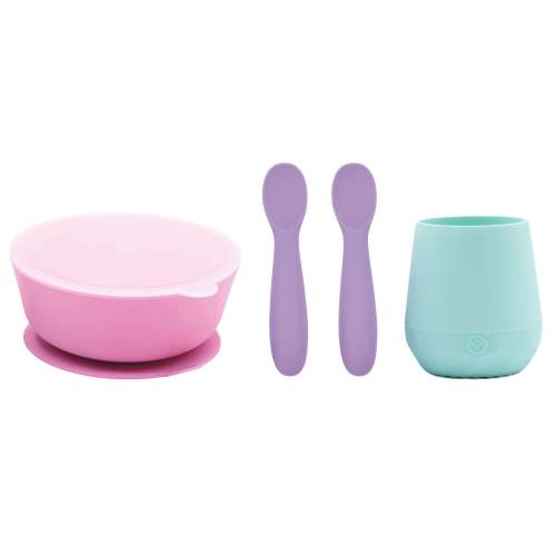 Silicone First Feeding Set – Cup, Suction Bowl with Lid & Baby Spoons – WeeSprout