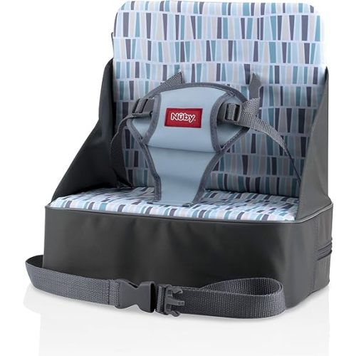Nuby Easy Go Booster Seat - Travel Booster Seat for Babies and Toddlers - Holds Up to 50 Pounds - 9+ Months - Gray