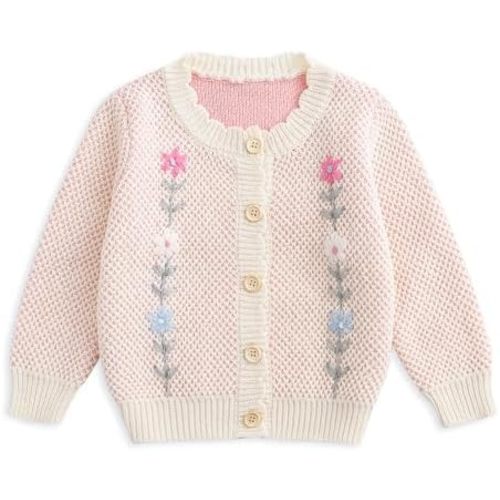 Simplee kids Baby Sweater Cardigan Jacquard Cable-Knit Spring Coat Long Sleeve Cardigan for Baby Girl